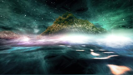 Wall Mural - Abstract Fantasy Ocean Waves and Hills