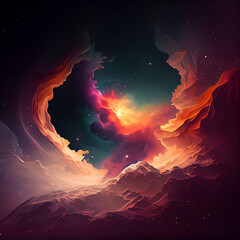 space and colorful clouds