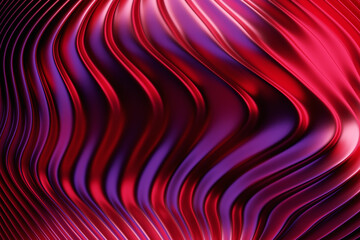 Poster - 3d illustration of a stereo  pink  strip . Geometric stripes similar to waves. Abstract   glowing crossing lines pattern