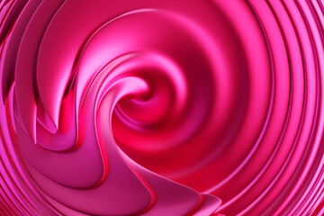 Poster - 3D illustration   pink stripes in the form of wave waves, futuristic background.