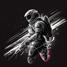 Space Warrior Black And White Art Ai Art