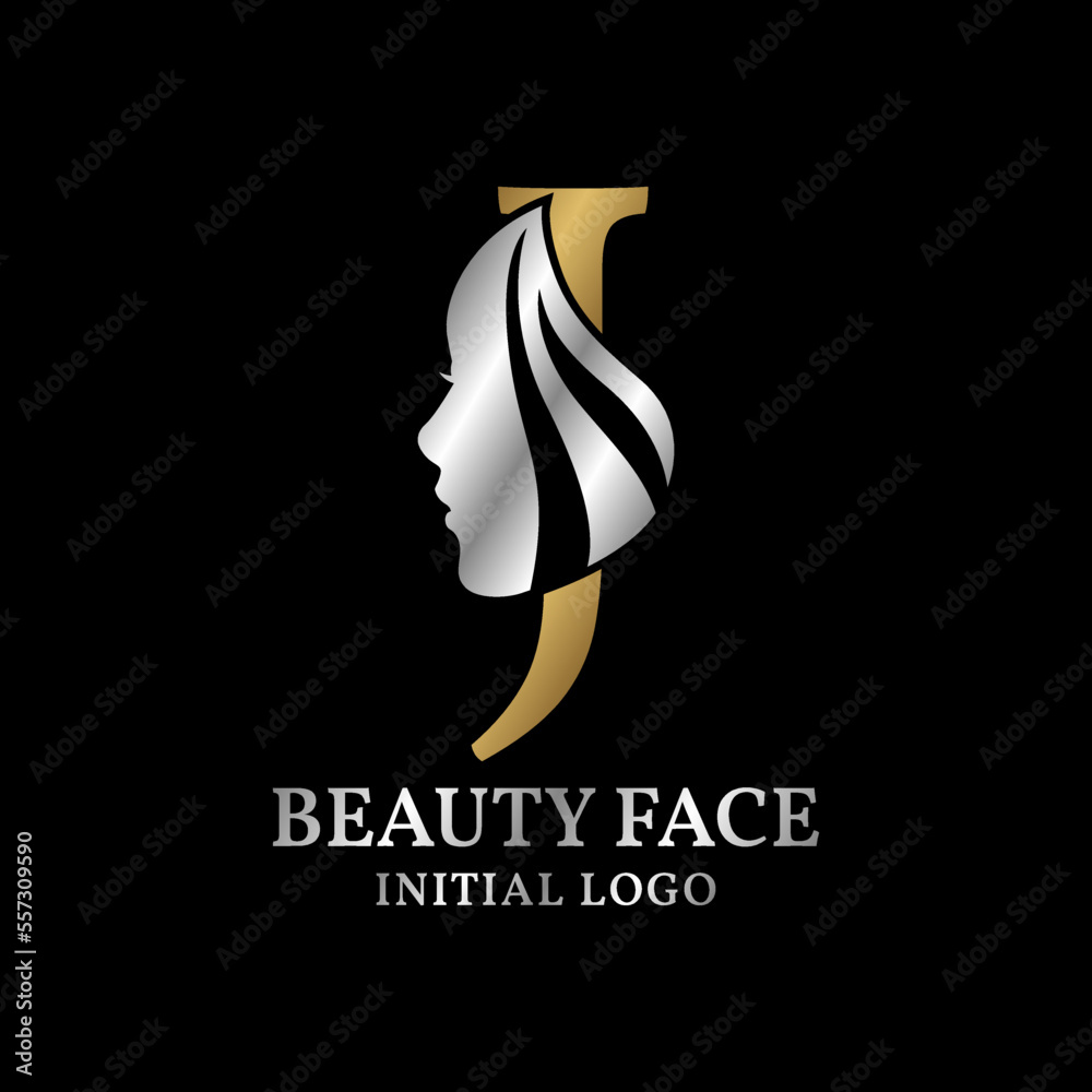 letter J beauty face initial vector logo design element Stock Vector ...