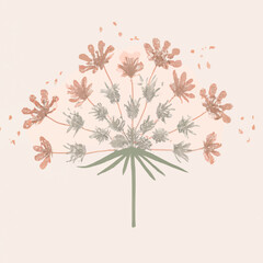 Wall Mural - A creative illustration of a pale pink flower