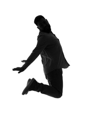 Sticker - Silhouette of young man jumping on white background