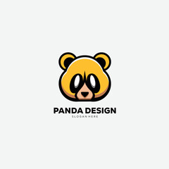 Wall Mural - head panda logo design gradient illustration