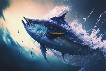 Wall Mural - Yellowfin Tuna - Generative AI