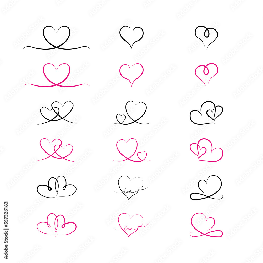 Line Art Love Heart Symbol Stock Vector | Adobe Stock