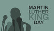 Martin Luther King Jr. Day typography greeting card design. MLK Day grey vector background
