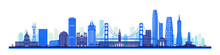 San Francisco City Skyline Landmarks California Vector Graphics Flat  Illustration, United States