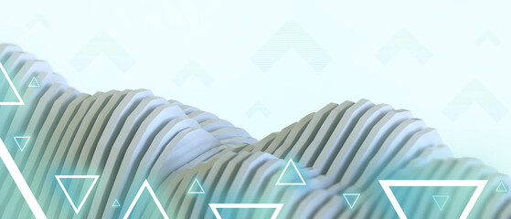 Aufkleber - Abstract Background. idea Futuristic Metaverse Technology Innovation for digital sound wave and blockchain concept on Blue - green background. copy space, software, banner, website -3d Rendering