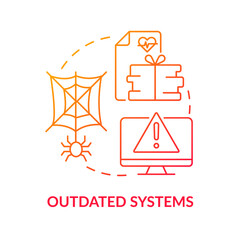 Outdated systems red gradient concept icon. Tech-related challenge in public-health system abstract idea thin line illustration. Isolated outline drawing. Myriad Pro-Bold font used