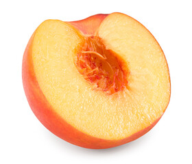 Wall Mural - half of peach fruit isolated on white background. clipping path