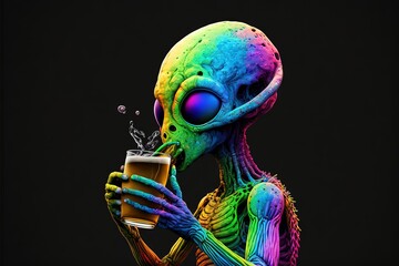 alien drinking a beer generative ai