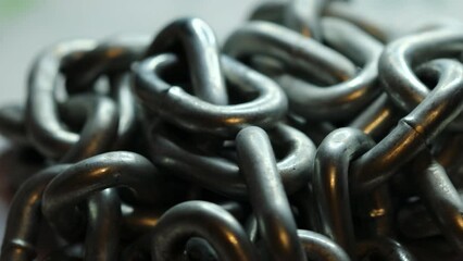 Poster - silver metal chain rotates in a circle