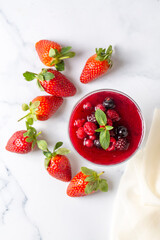 Canvas Print - Dessert panna cotta with fresh berries