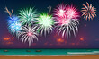 Fireworks on the beach - digital illustration