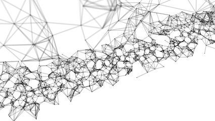 Aufkleber - Wave of particles on a white background. Abstract interlaced lines and dots. Digital connection of elements. Imitation of waves. 3d rendering.