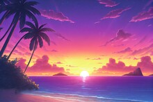 Tropical Beach - A Nondescript Deserted Beach In An Exotic Location In The Tropics. Idyllic Island Setting With Clear Waters, Sand, And Flora Made By Generative AI