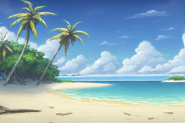 Wall Mural - tropical beach - a nondescript deserted beach in an exotic location in the tropics. idyllic island s