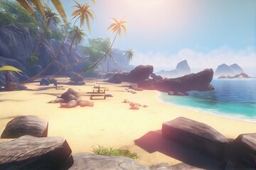 Wall Mural - tropical beach - a nondescript deserted beach in an exotic location in the tropics. idyllic island s