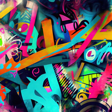 Colorful Abstract Graffiti Spray Paint Art As Wallpaper Background (Generative AI)