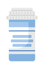 Poster - Blue bottle semi flat color vector object. Editable items. Full size element on white. Medicines and vitamins. Drugs simple cartoon style illustration for web graphic design and animation
