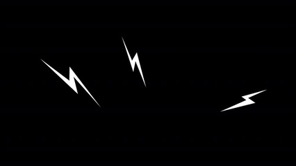 Poster - Animated lightning bolt elements. Stress situation. Flat cartoon style HD video footage. Mental tension color illustration on black background with alpha channel transparency for animation