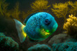 Unterwasserwelt. Bunte Fische leben im Korallenriff