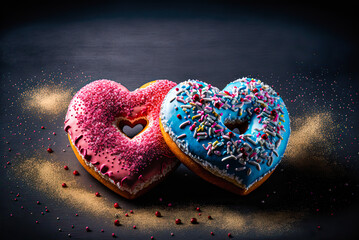 Poster - Valentine's Day doughnuts. Generative AI