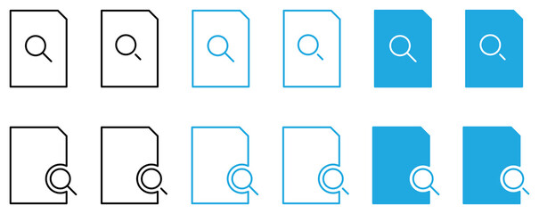 Poster - magnifier glass with page icon set. search page icon collections. style sign symbol for app and web, vector illustration