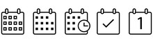 Calendar Icon Set Simple. Calendar Deadline Icon Collections. Style Symbol, Vector Illustration