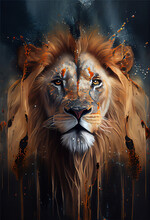 Lion, Digital Art, Abstract, Animal, Ink, Oil, Water, Painting