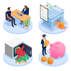 Sticker - Bank Loan Isometric Set