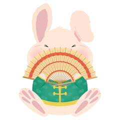 Poster - rabbit chinese with fan