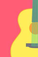 Illustration Flat Vector Graphic Of Acoustic Guitar Perfect For Posters, Pamphlets, Wall Hangings, Decorations, Designs, Wallpapers, Backgrounds, And Advertisements 