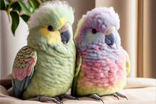 Cute Colorful Parrots On A Background