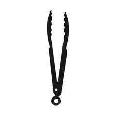 Fried tongs black icon, food tongs silhouette vector illustration in trendy style. Much needed for creative design materials. 