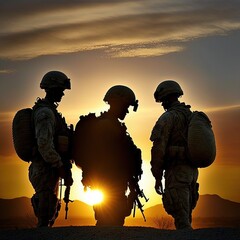 Soldiers at Sunset to celebrate Veterans Day. Thank you for your service and allowing us freedom of one more day.  Generative AI