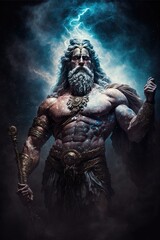 Wall Mural - The primordial darkness embodying a greek god, erebus wearing ancient greek glothing, galaxy with solar system as background, cinematic, soft studio lighting, backlighting Generative AI