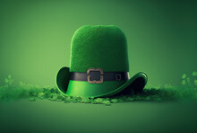Close Up On Leprechaun's Green Hat For Saint Patrick's Day Festivity For Irish Holidays In Irland, Ai Generative With Copy Space