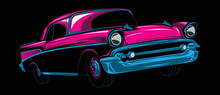 Abstract American Classic Car. Glow, Shine And Neon Effect 2
