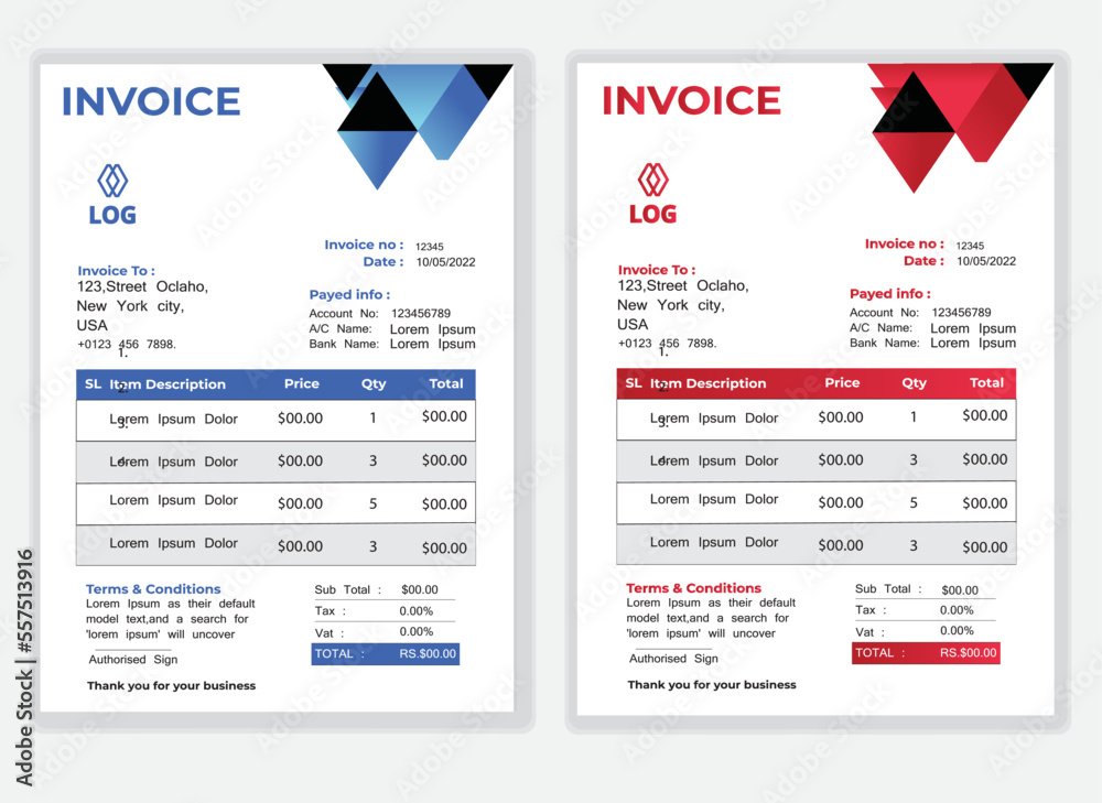 Business Minimal Corporate Invoice design template vector illustration ...