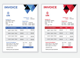 Business Minimal Corporate Invoice design template vector illustration bill form price . Creative template and stationery design payment agreement design template Cash Memo, Vector Quotation Design