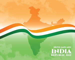 Wall Mural - happy republic day celebration card with indian map and flag