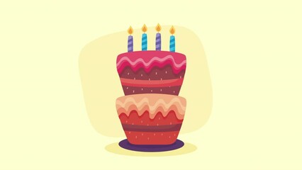 Poster - happy birthday red cake animation