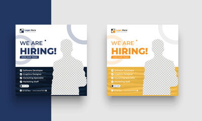 Wall Mural - we are hiring job vacancy social media post or square web banner template design
