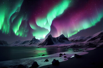 a magnificent aurora borealis or northern lights background, generative ai