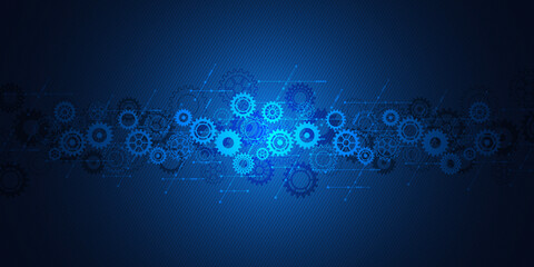 Poster - cogs and gear wheel mechanisms. concepts and ideas for hi-tech digital technology and engineering de