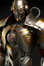 Robotic Cyborg Of Metal Iron 