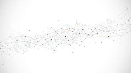 Abstract geometric background with connecting the dots and lines. Networking concept, internet connection and global communication